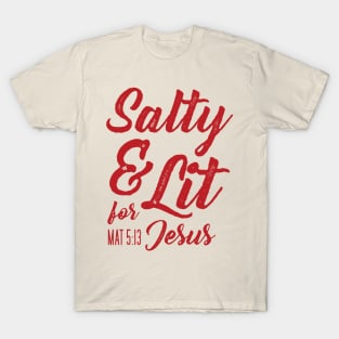 Salty and Lit for Jesus - Red Distress T-Shirt